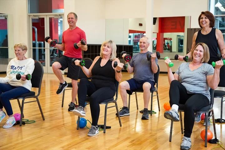 Seniors having fun in local VASA Fitness Silver Sneaker Class